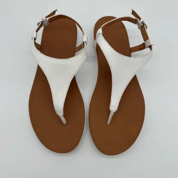 FitFlop Lainey White Leather Ankle Strap Toe Post Sandals Size 9 - Picture 10 of 12